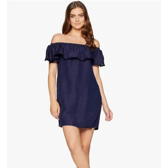 Tommy Bahama Women’s Linen Off the Shoulder Ruffle Dress Sz M Beachy Resort - Picture 1 of 10